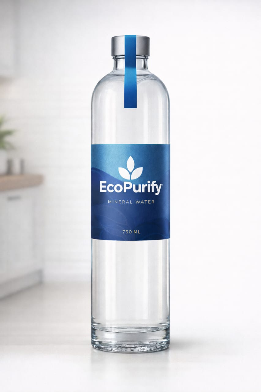 EcoPurify Glass Mineral Water 750ml Bottle