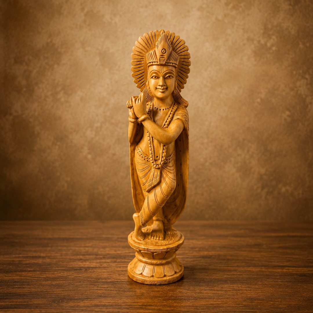 Handcrafted Kadam Wood Krishna Idol