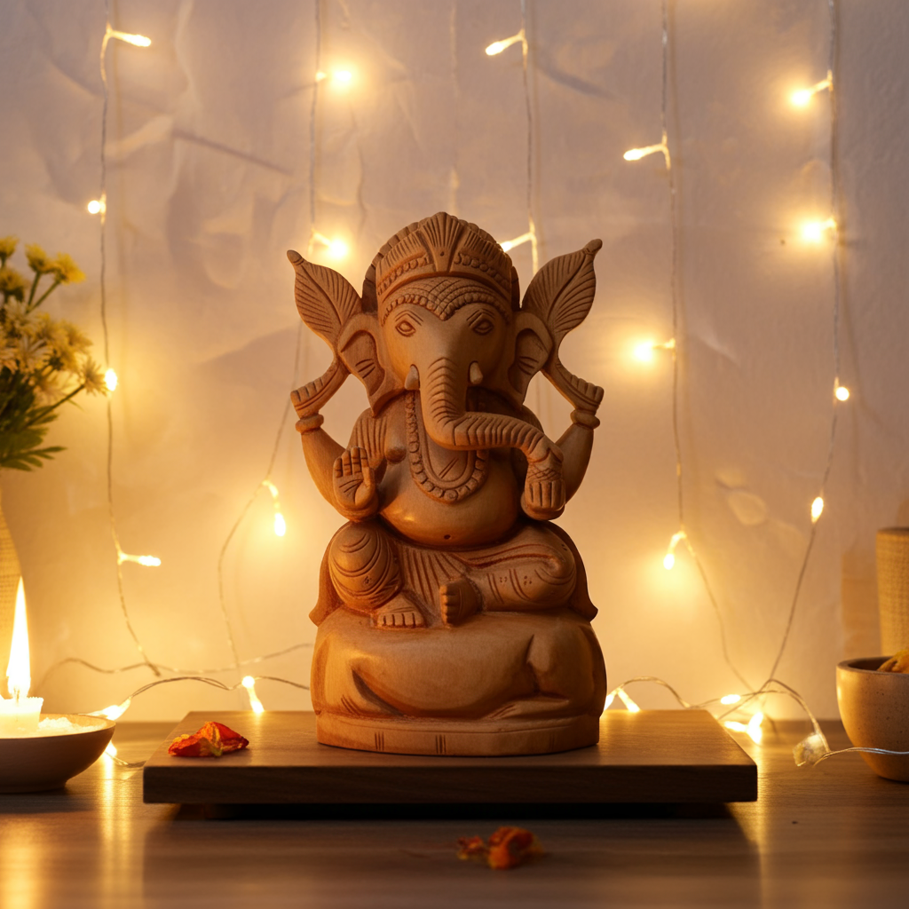 Wooden Ganesha Statue