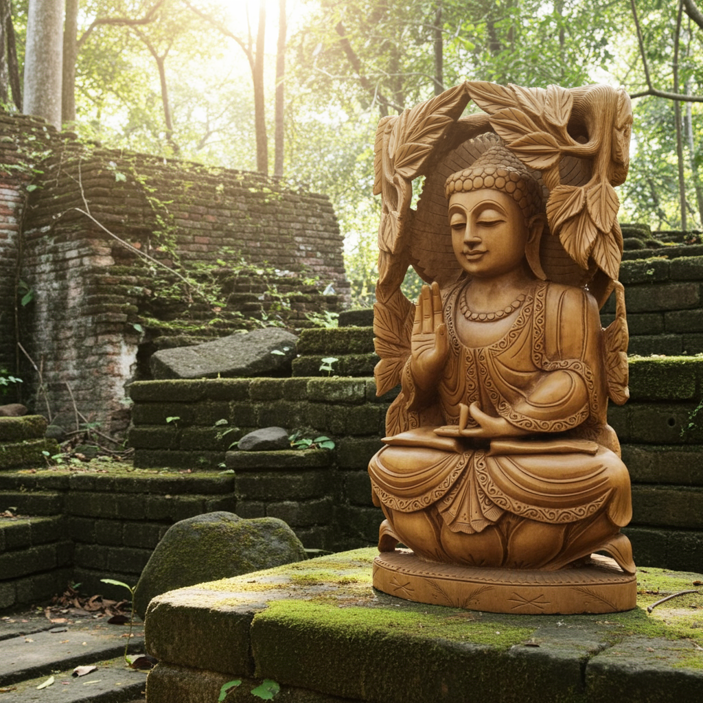 Handmade Kadam Wood Buddha Statue 
