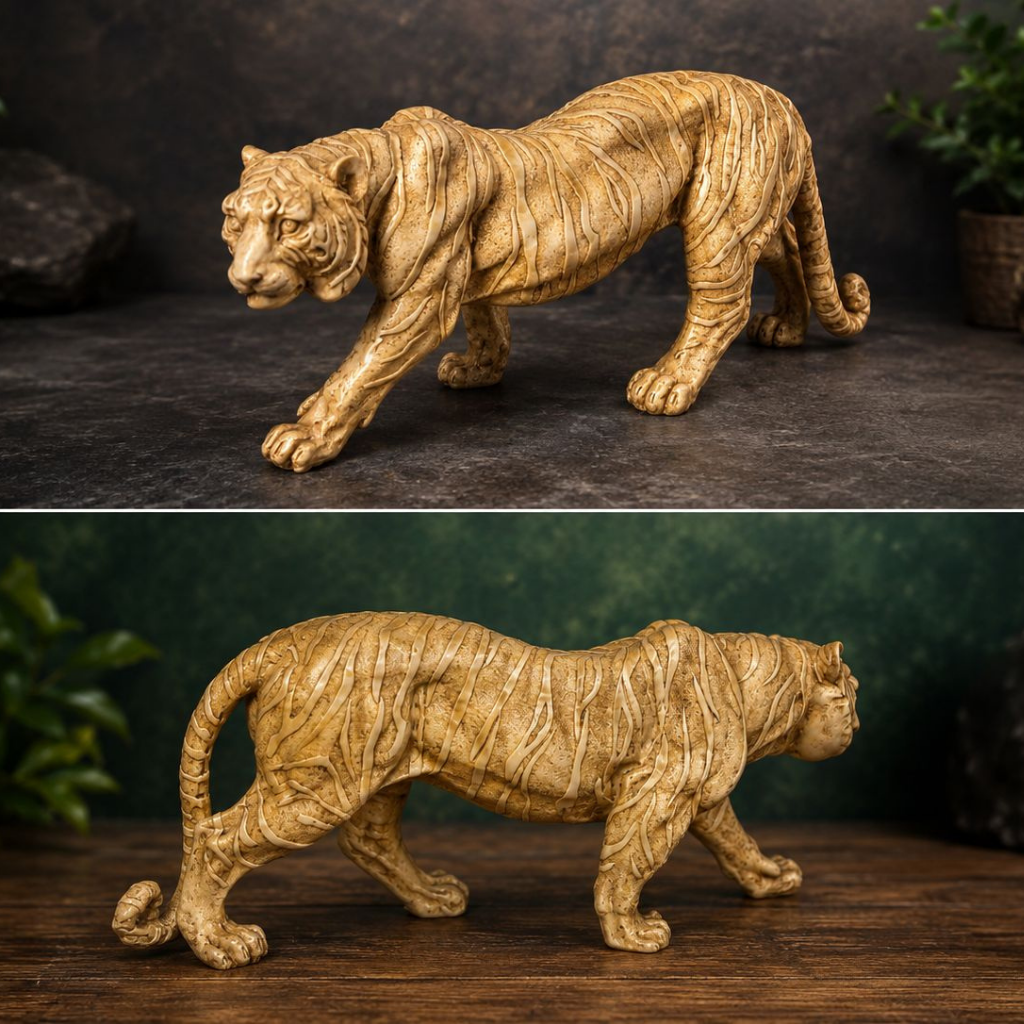 Handcrafted Marble Tiger Statue – Symbol of Strength & Courage