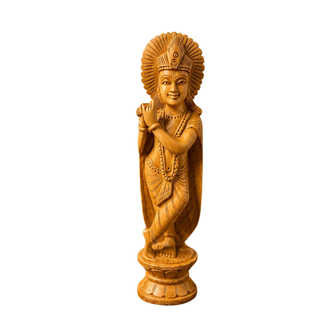 Handcrafted Kadam Wood Krishna Idol