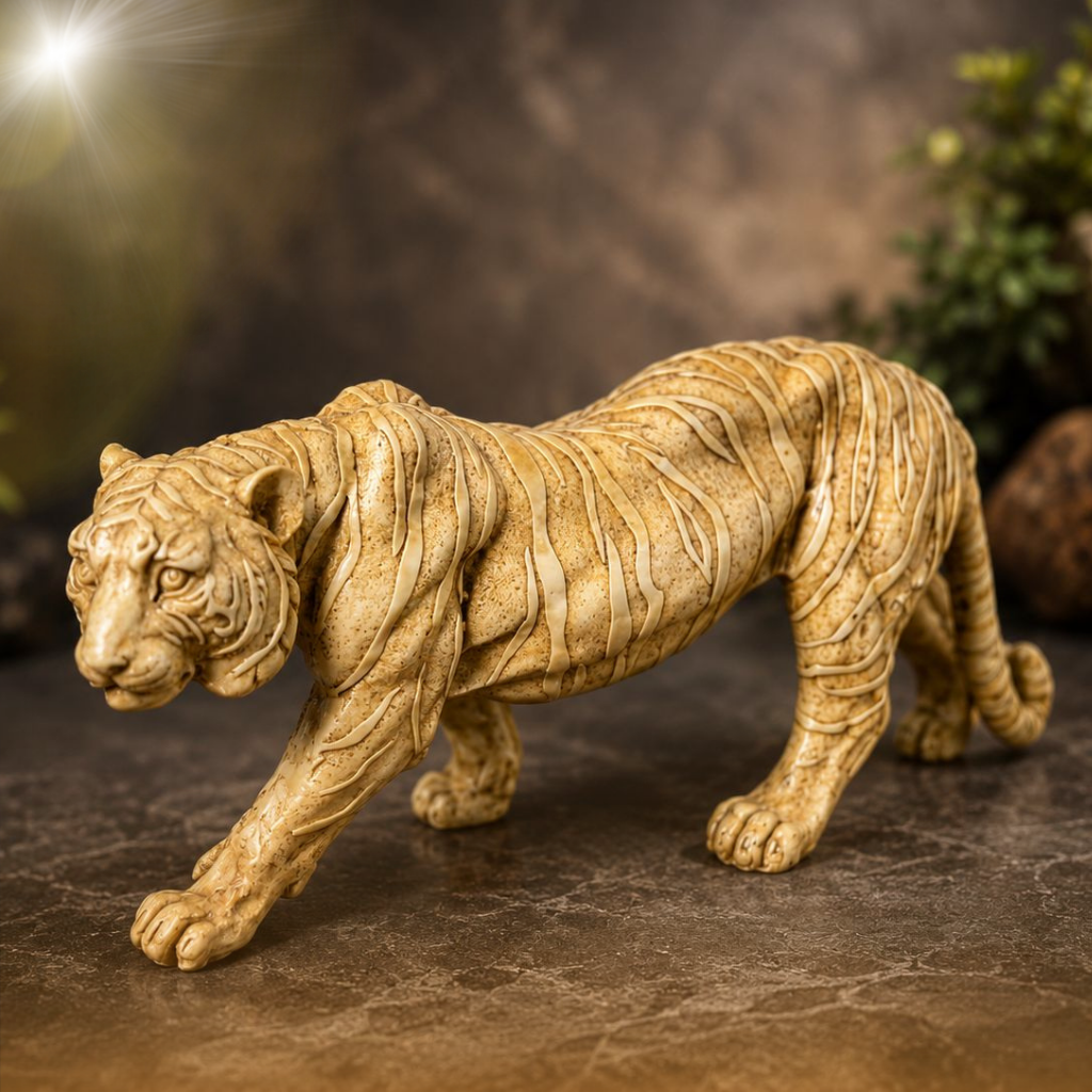 Handcrafted Marble Tiger Statue – Symbol of Strength & Courage
