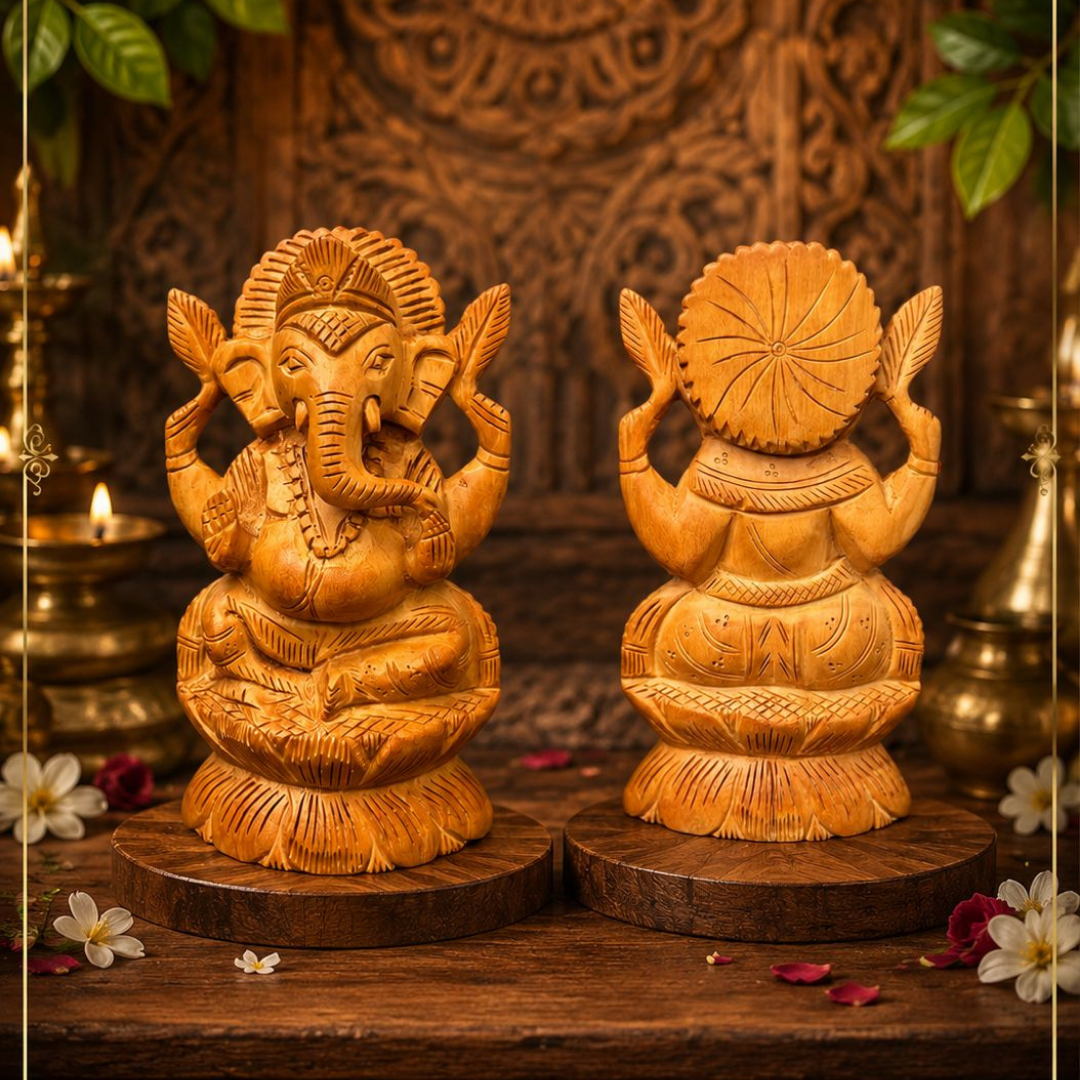 Handcrafted Kadam Wood Ganesha Idol