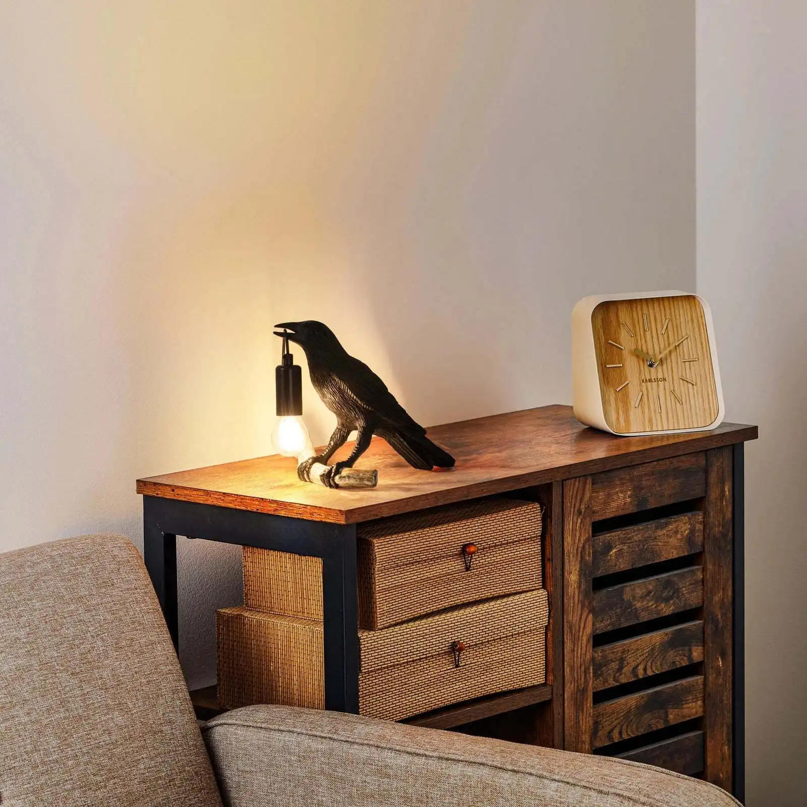 Kreative Rabenleselampe mit LED, Touch-Schalter und Dreifarb-Dimmung  ||  Creative raven reading lamp with LED, touch switch and three-colour dimming