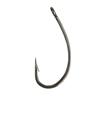 Lenkto kotelio karpių kabliukas juodas, RVS