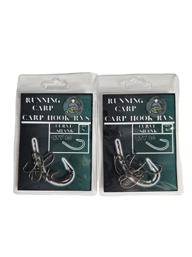 Lenkto kotelio karpių kabliukas juodas, RVS