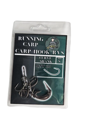 Lenkto kotelio karpių kabliukas juodas, RVS