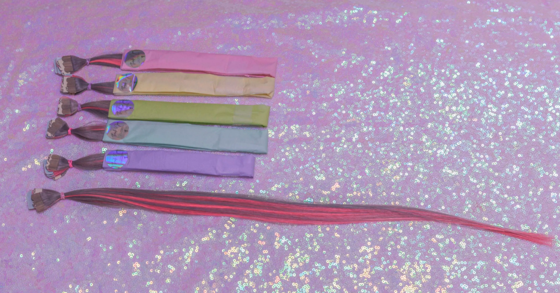 20" Tape-in Human Hair Extensions set of 7 or 5 pieces (Vibrant Rainbow or Pastel Goth)