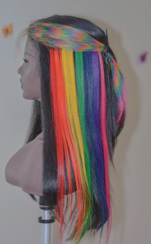 20" Tape-in Human Hair Extensions set of 7 or 5 pieces (Vibrant Rainbow or Pastel Goth)