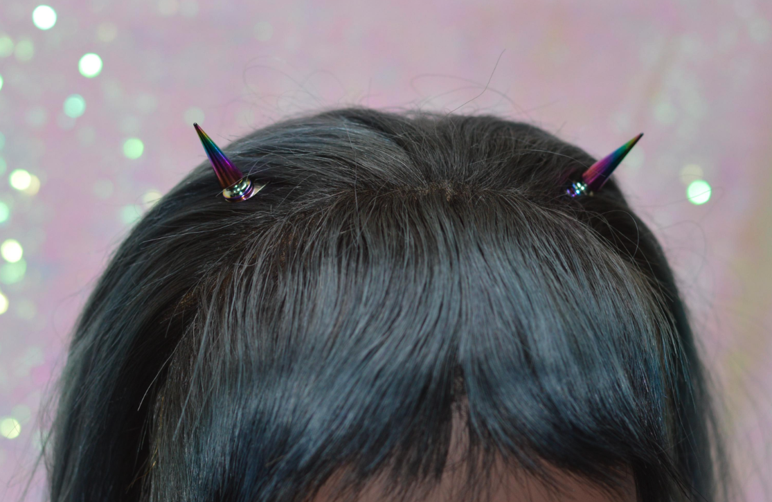 Edgy Spike & Horn Hair Clips - Alternative Gothic Accessories Metal horns