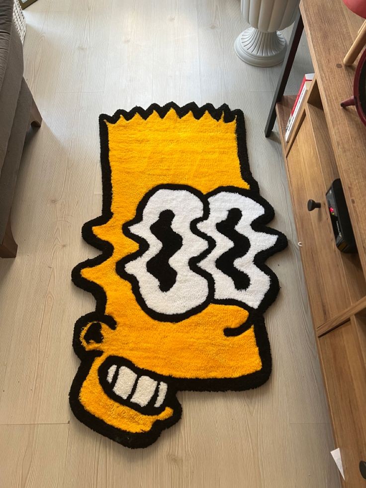 Handmade Custom Bart Simpson Character Rug Perfect for Kids Room