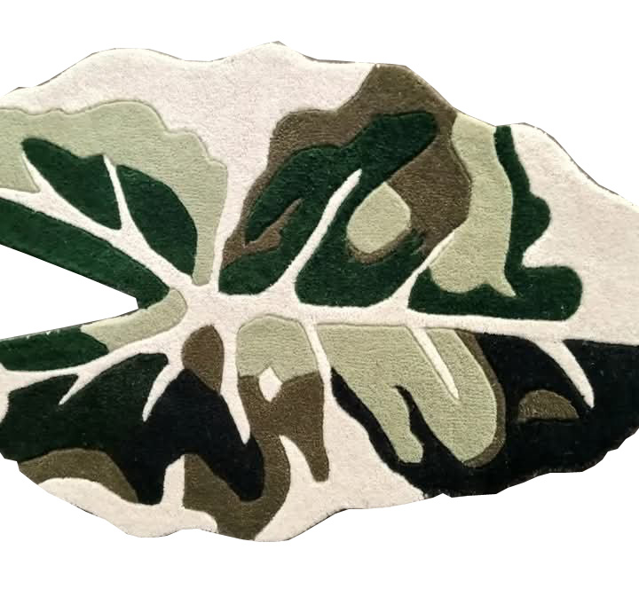 Hand Tufted Leaf-shaped Carpet for Living Room, Bedroom Decor