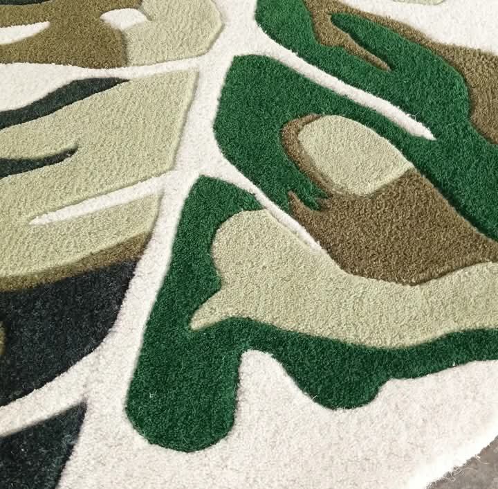 Hand Tufted Leaf-shaped Carpet for Living Room, Bedroom Decor
