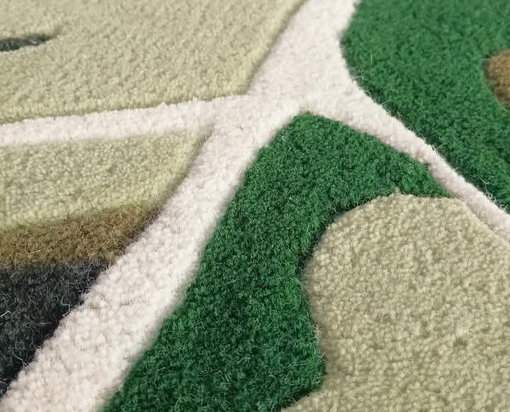 Hand Tufted Leaf-shaped Carpet for Living Room, Bedroom Decor