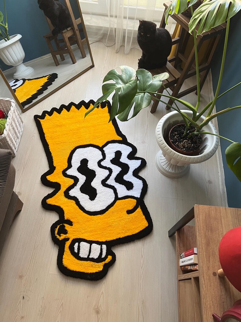 Handmade Custom Bart Simpson Character Rug Perfect for Kids Room