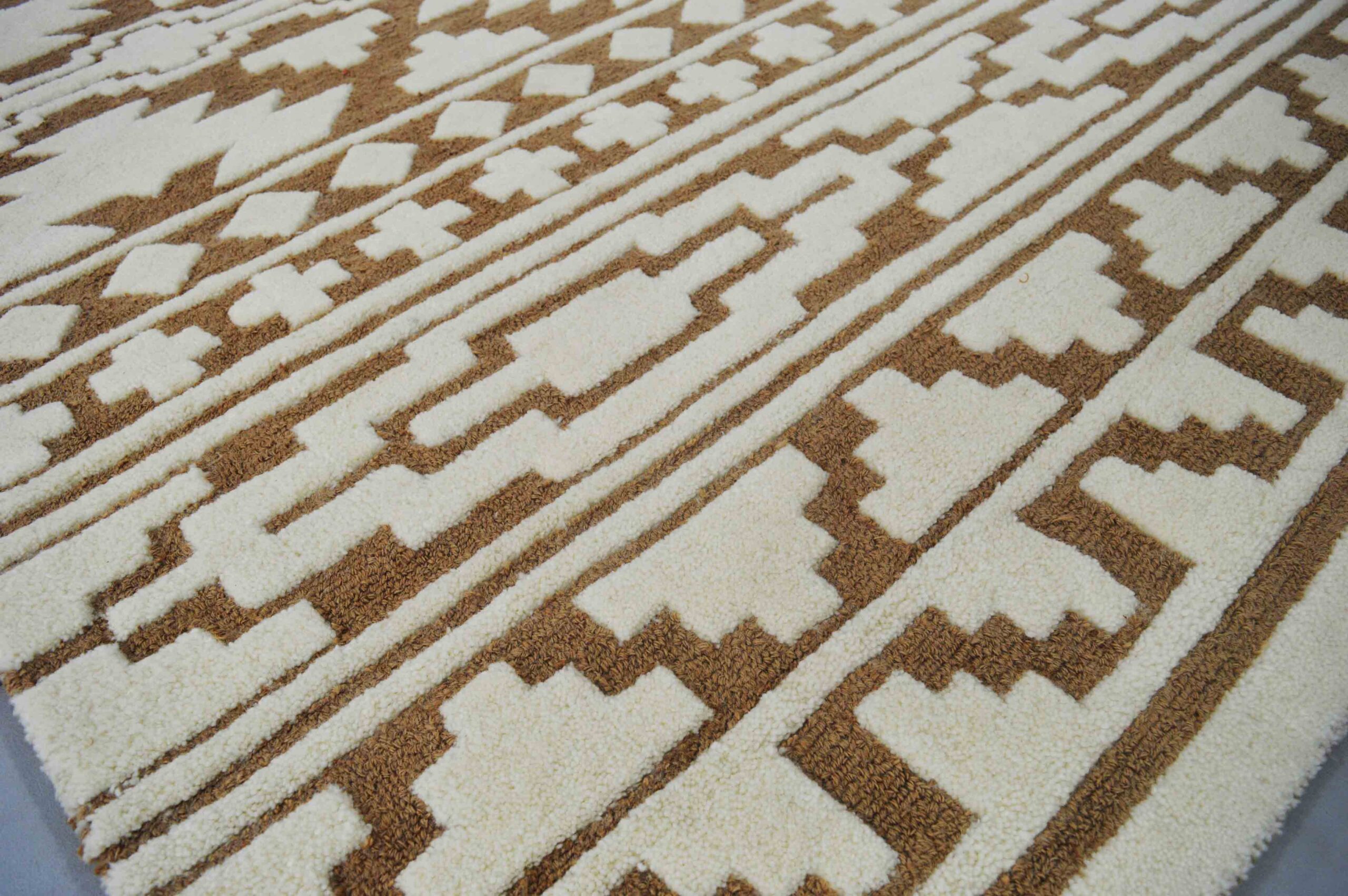 Hand Tufted Geometric pattern Wool Area Rug for Living Room, Bedroom, Kids Room and Guest Room