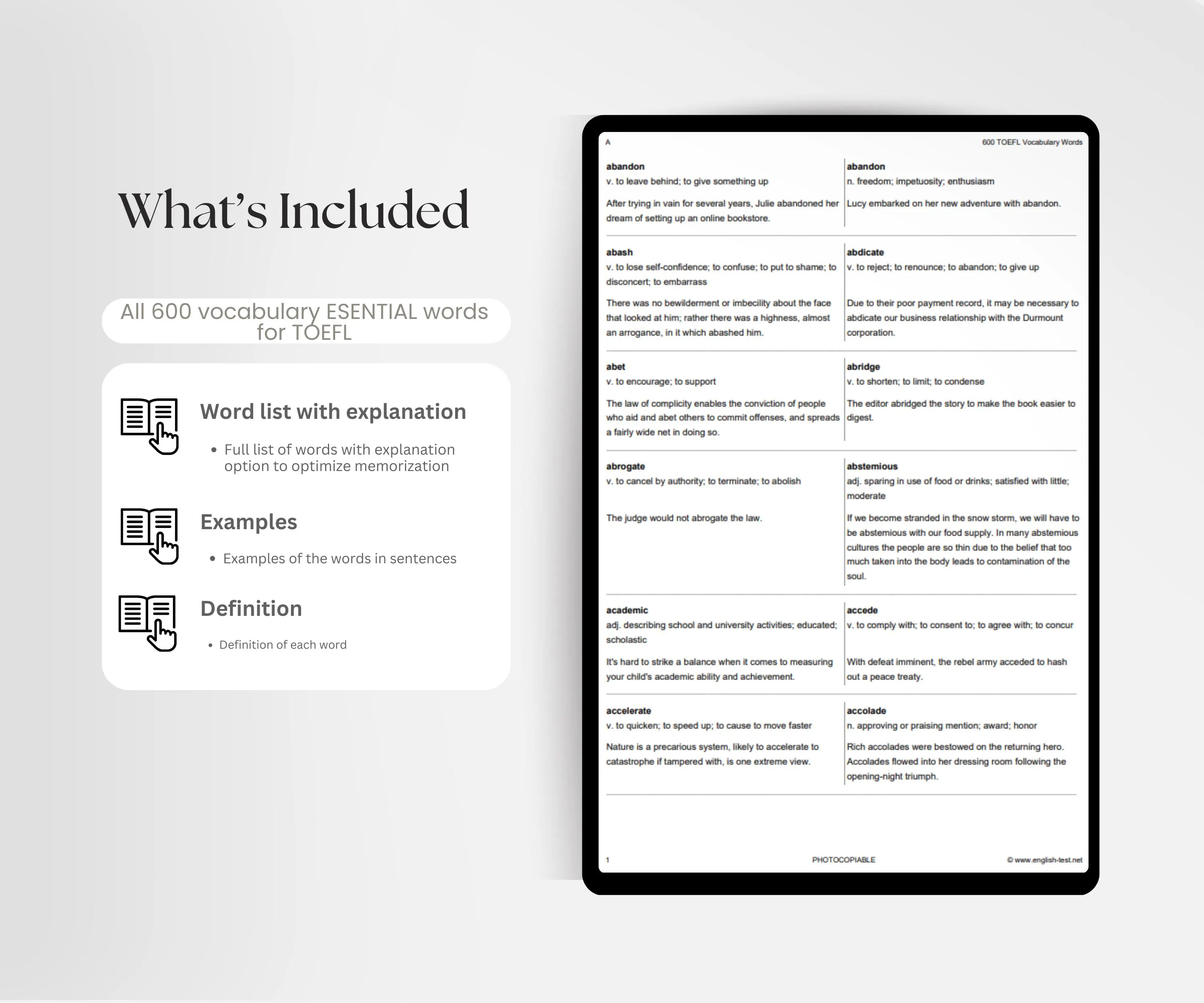 +600  Essential TOEFL  Words - English Vocabulary Guide