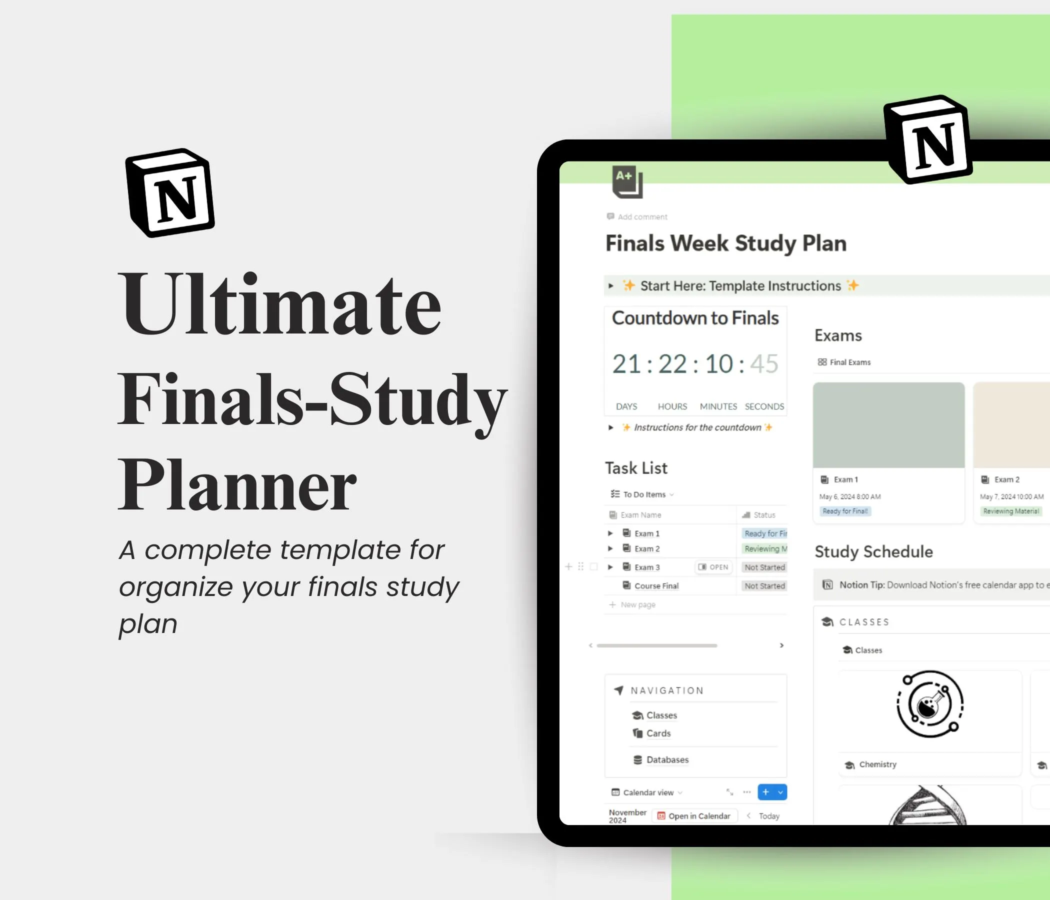 Finals Notion Dashboard | Academic Planner