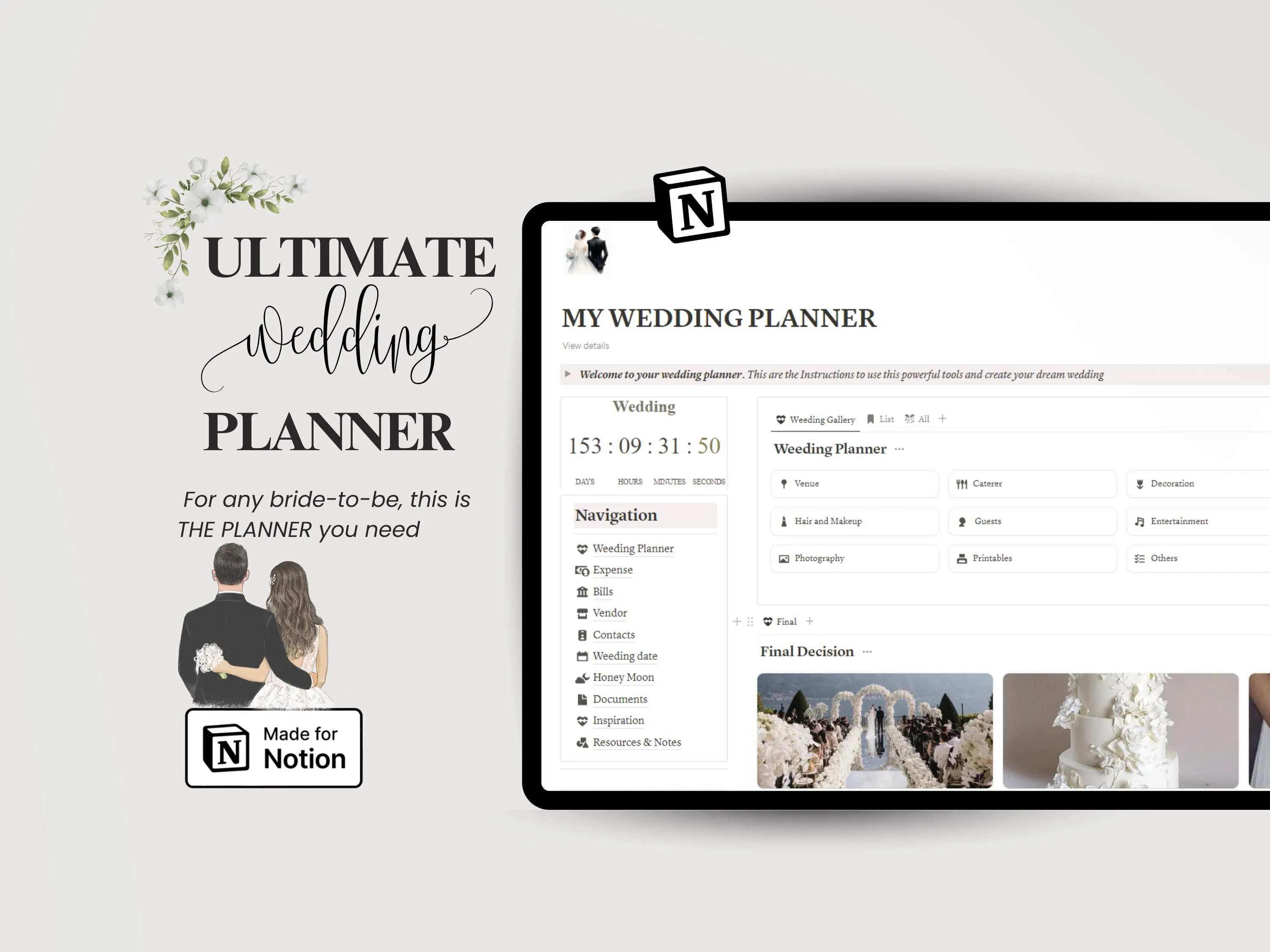 Digital Wedding Planner | Plantilla Notion para Organización de Bodas