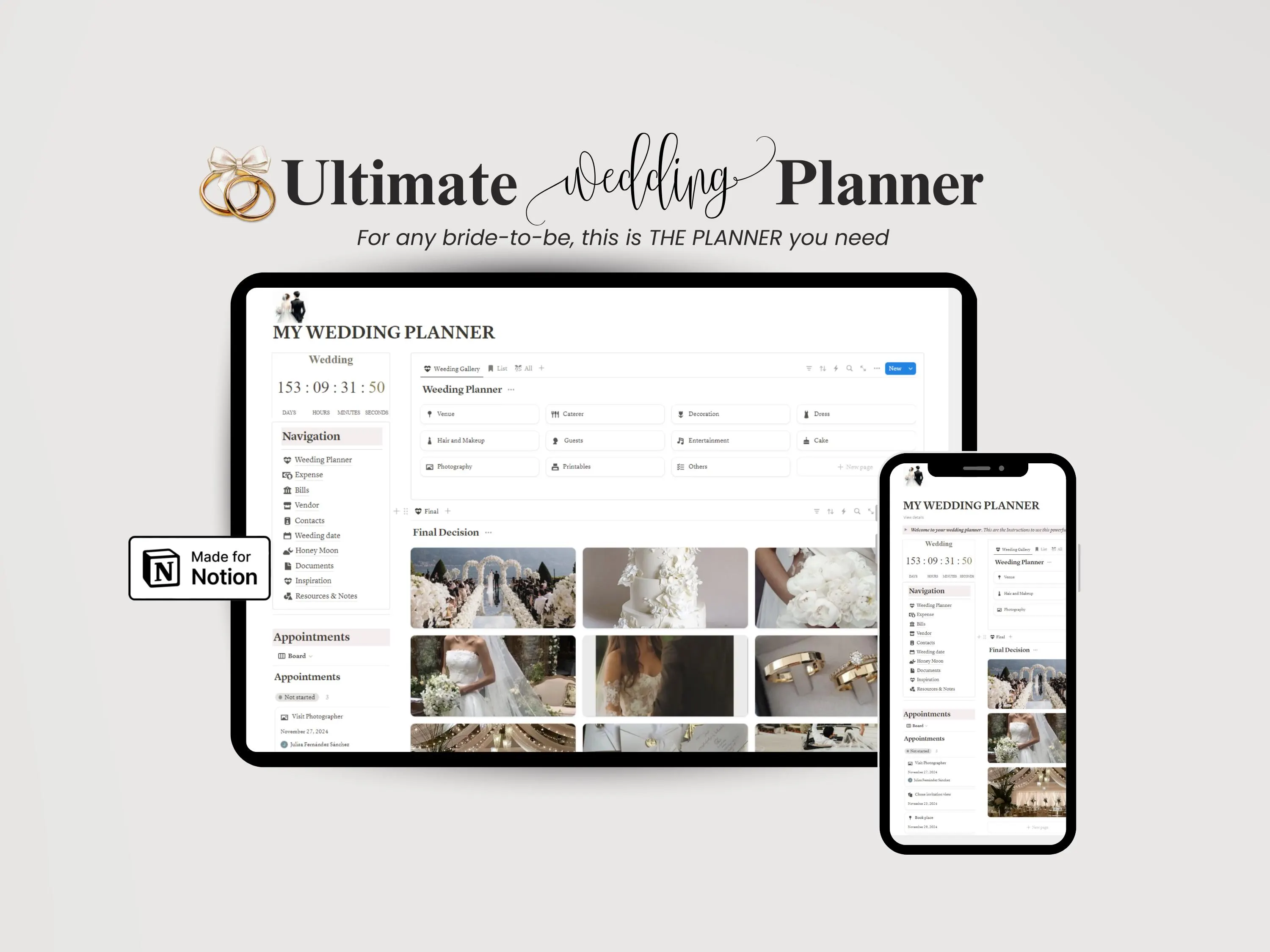 Digital Wedding Planner | Plantilla Notion para Organización de Bodas