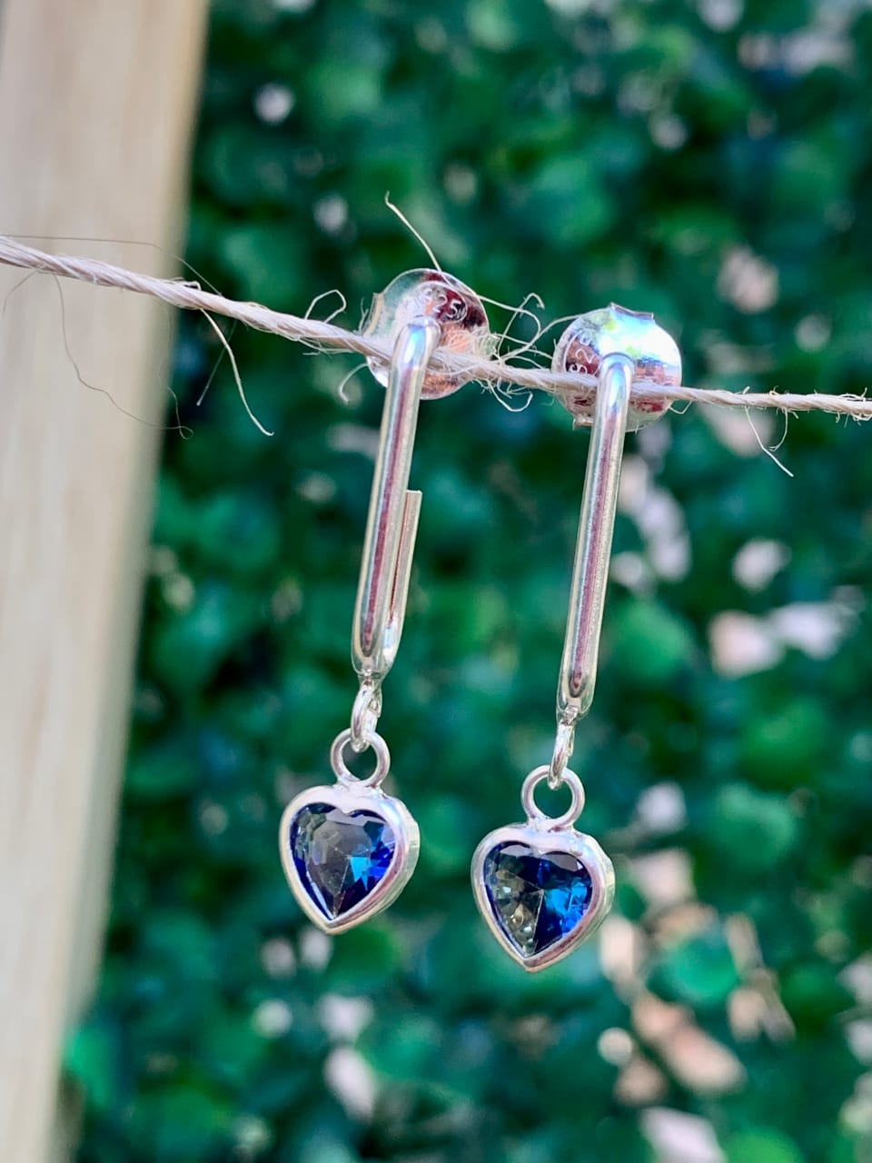 Aros colgantes cadena con corazon