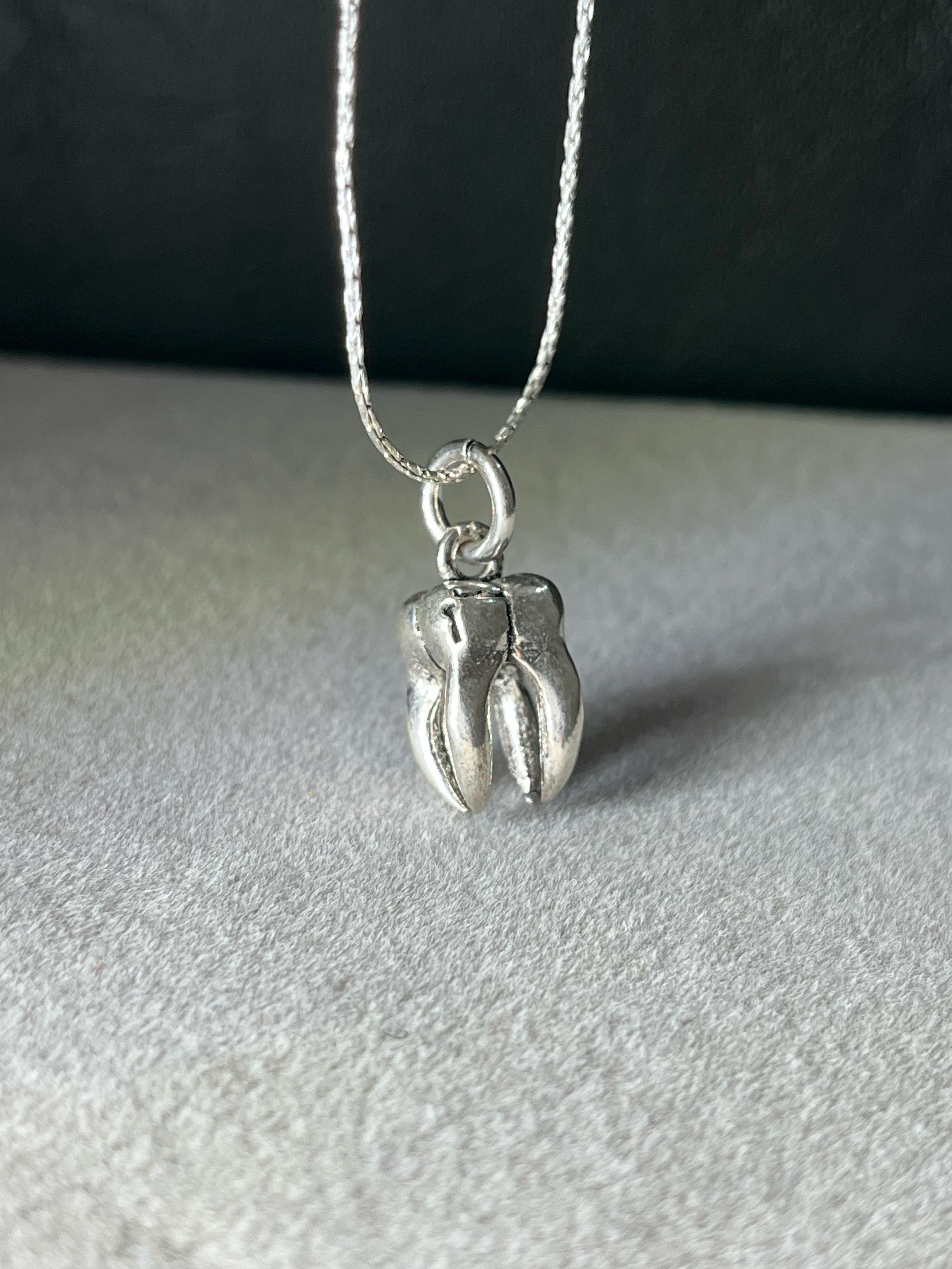 Dije en diente de plata inflada 