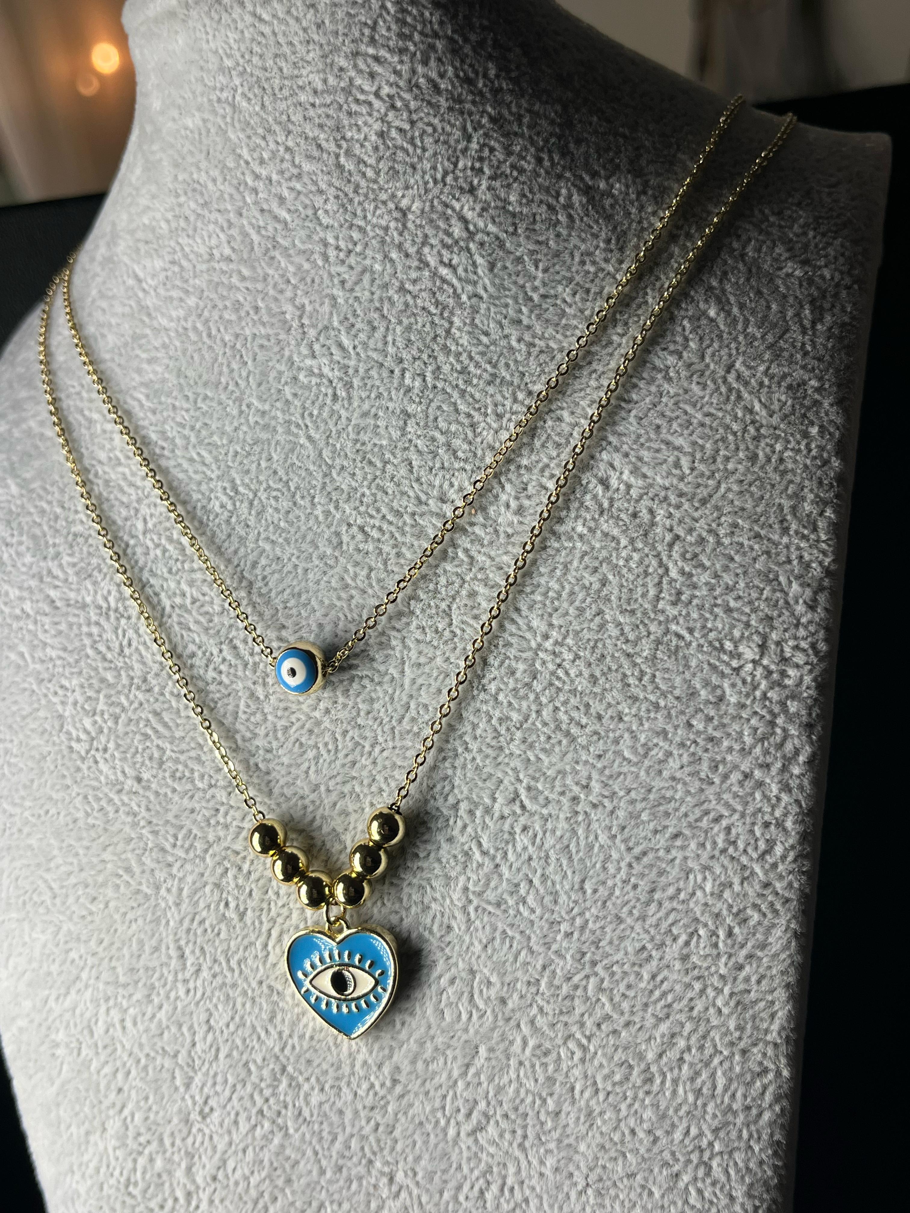 Gargantilla de fantasia con dije ojo turco 