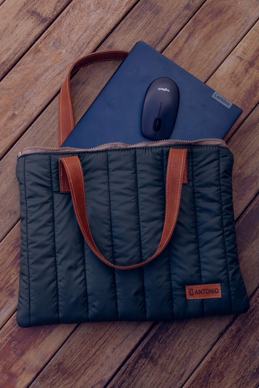 Porta network linea puffer tiras de cuero.