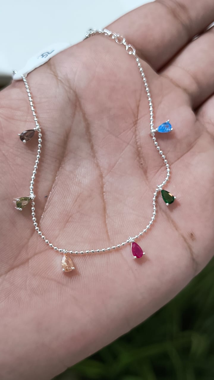 Pulsera de plata con dijes cubic multicolor 