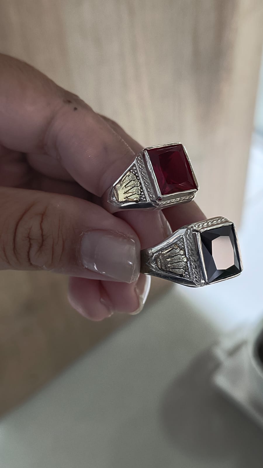 Anillo plata y oro de hombre con corona