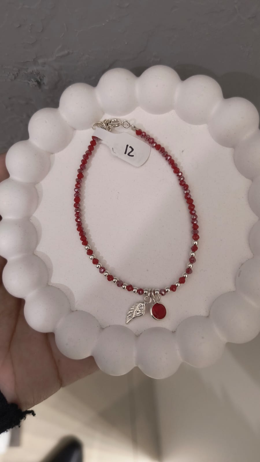 Pulsera de plata con cristales y bolitas de plata