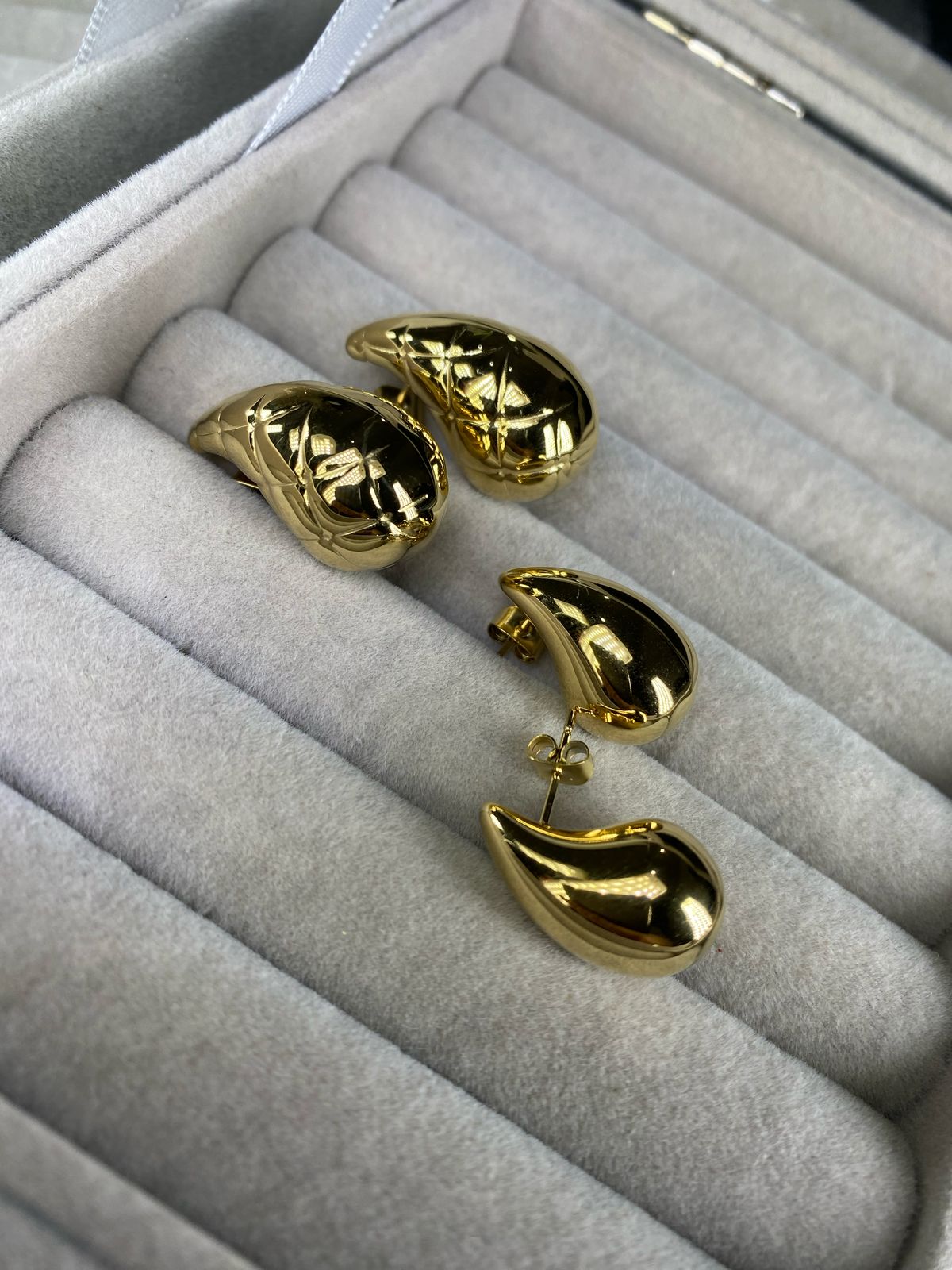 Aros pasantes Dropp acero dorado y plata oro - Por par