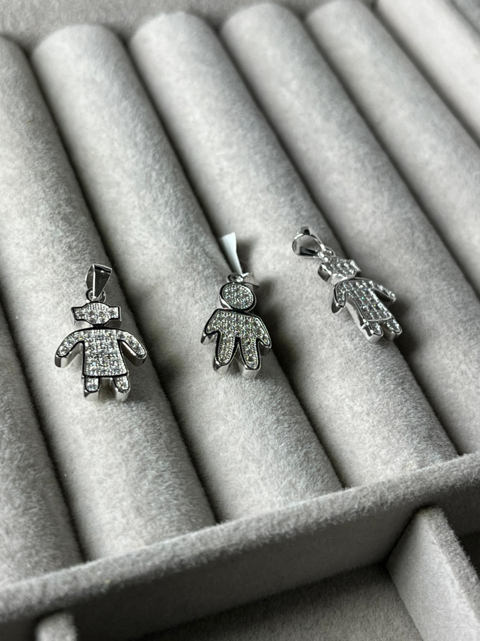 Dije niño/niña de plata rodinada 