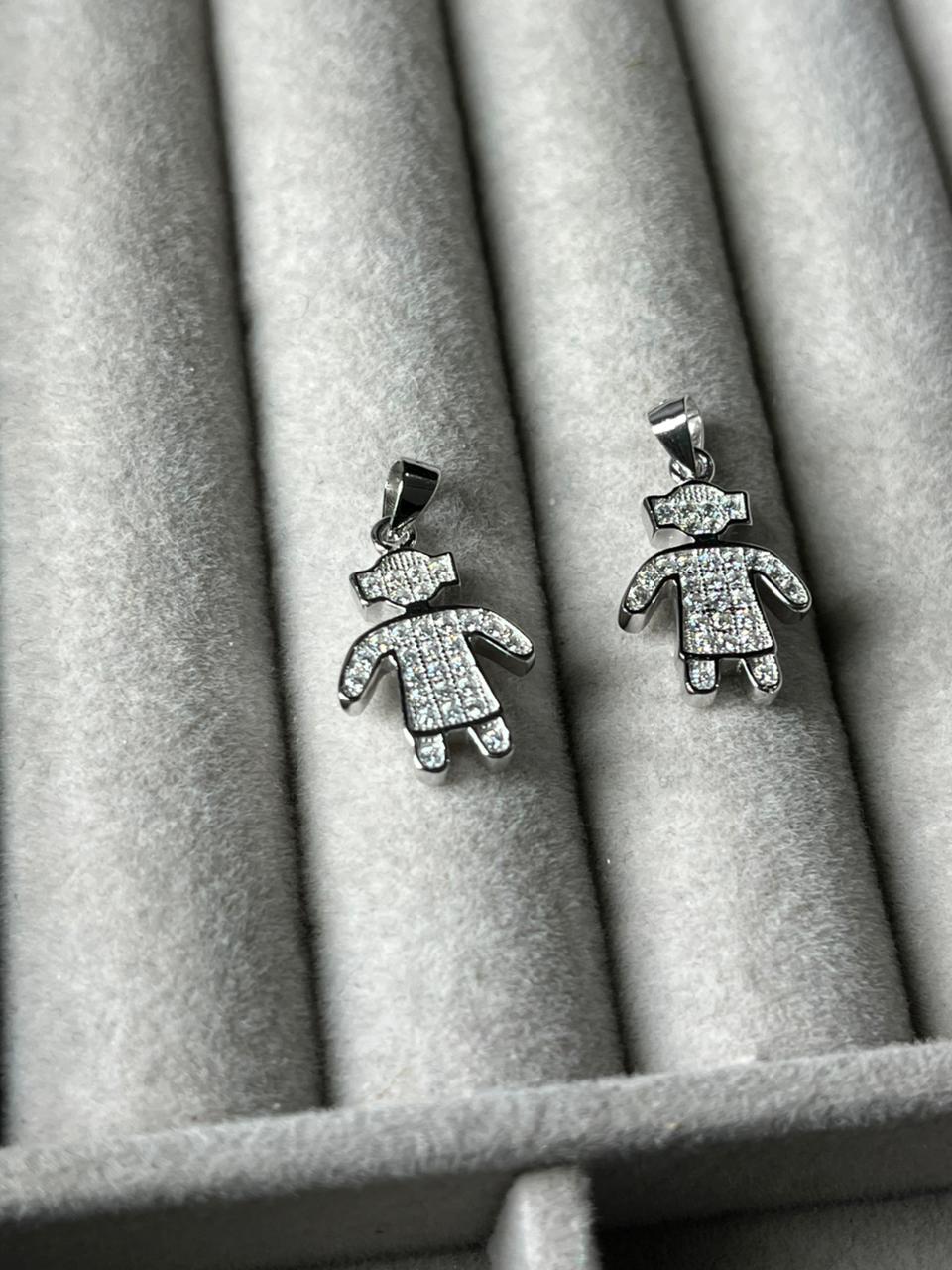 Dije niño/niña de plata rodinada 