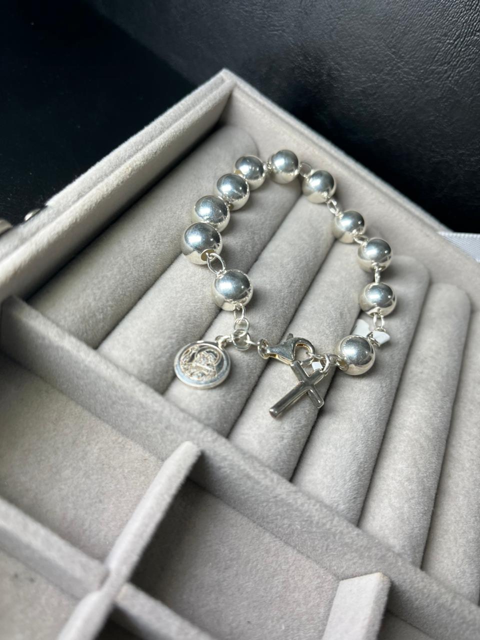 Pulsera denario con dije San Benito 