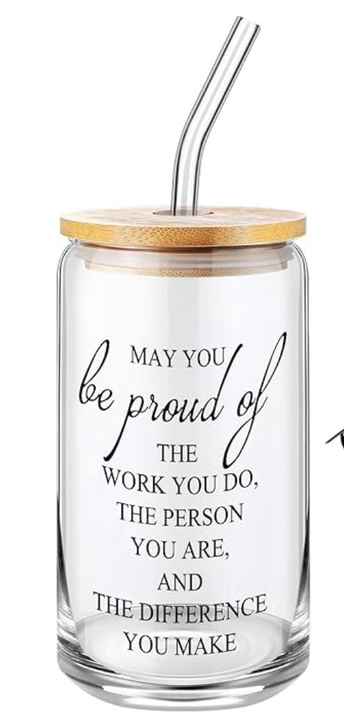 Glass tumbler with bamboo lid and straw