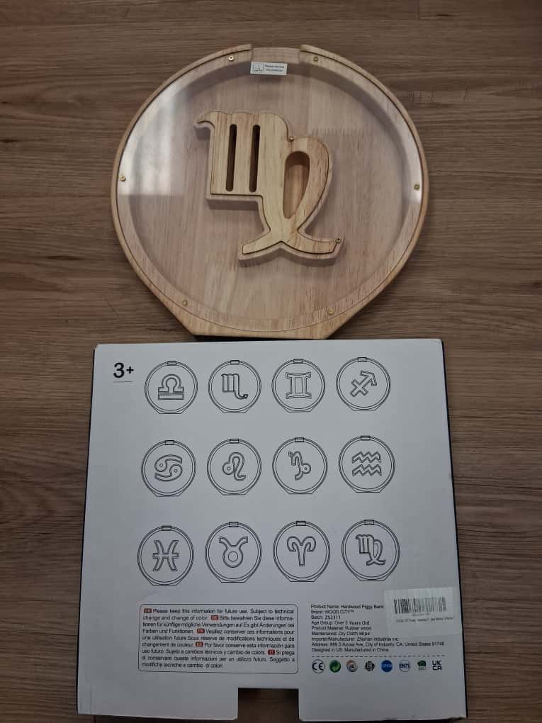 Wooden Horoscope Piggy Bank