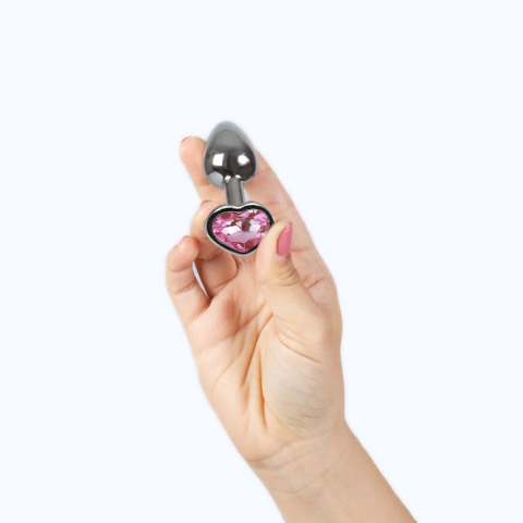 PLUG ANAL METÁLICO - ADORNO JOYA LOVE - TALLA S - (JOYA ROSADA)