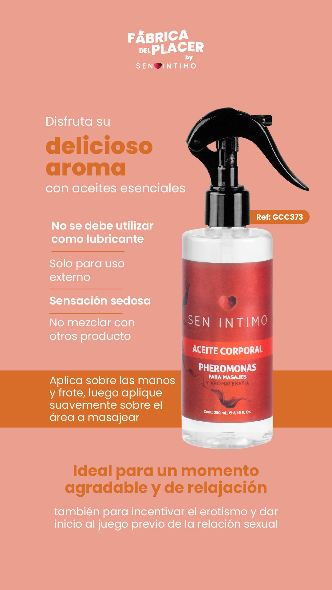  Aceite Corporal Pheromonas para Masajes y Aromaterapia x 250 ml