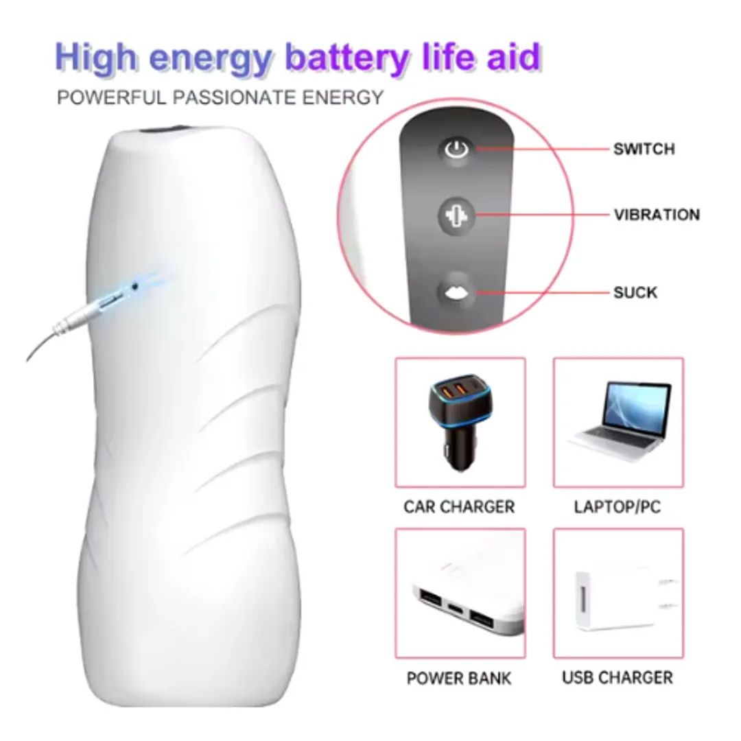 MASTURBADOR MASCULINO CON VIBRACION Y SUCCION RECARGABLE