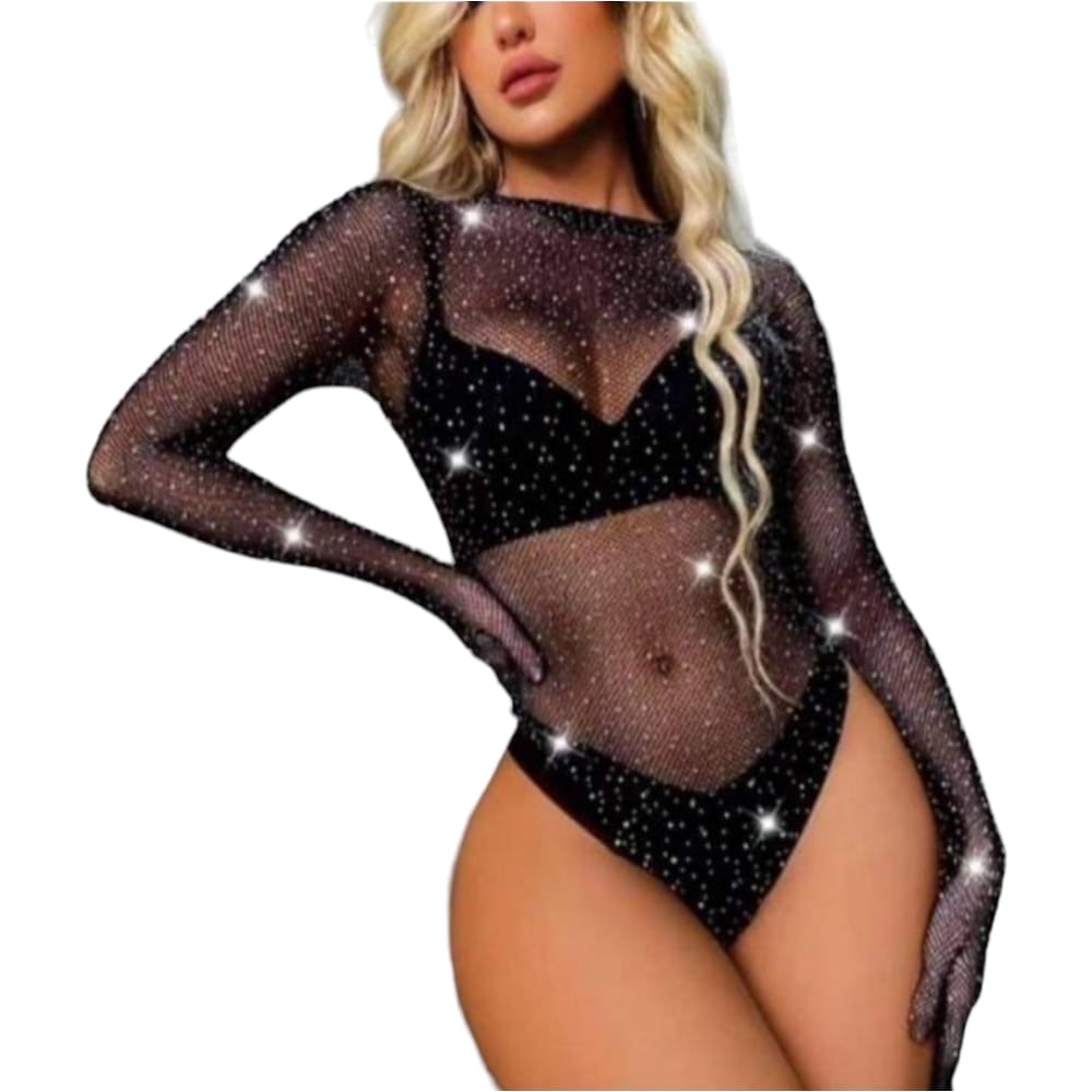 Body de malla con brillos