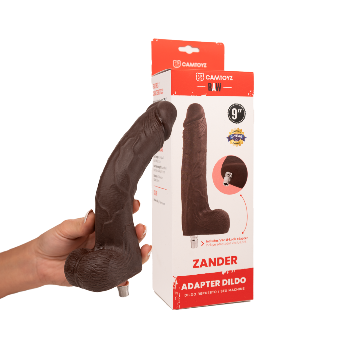 Zander Dildo Ultrarealista con Adaptador Camtoyz Sex Machine Lovense de chocolate