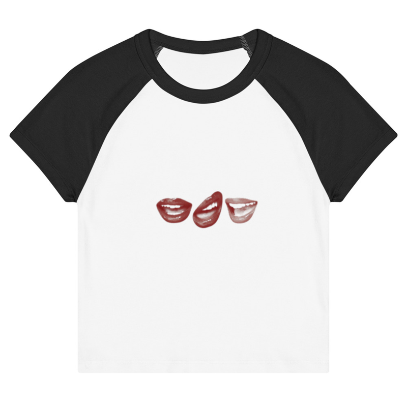 Women’s raglan baby tee "3 lips" red