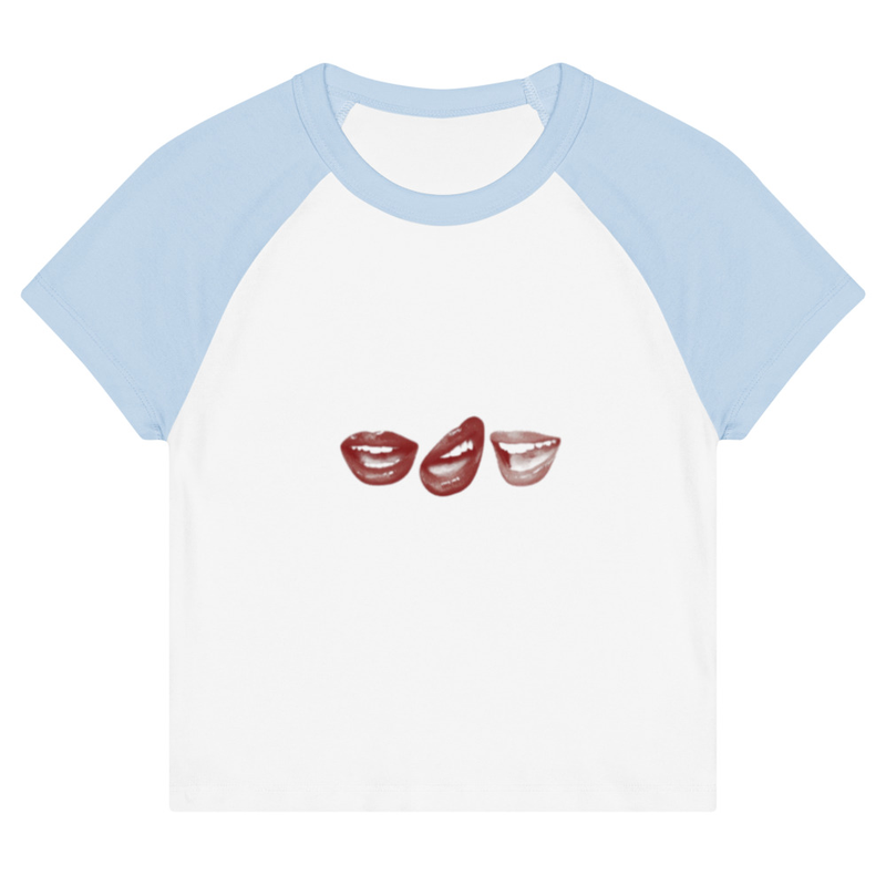 Women’s raglan baby tee "3 lips" red