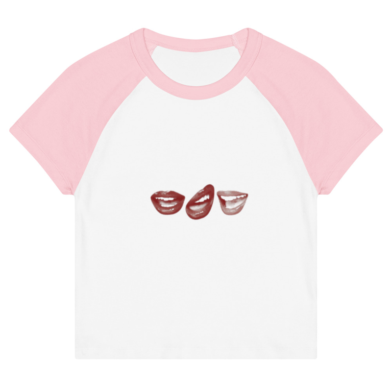 Women’s raglan baby tee "3 lips" red