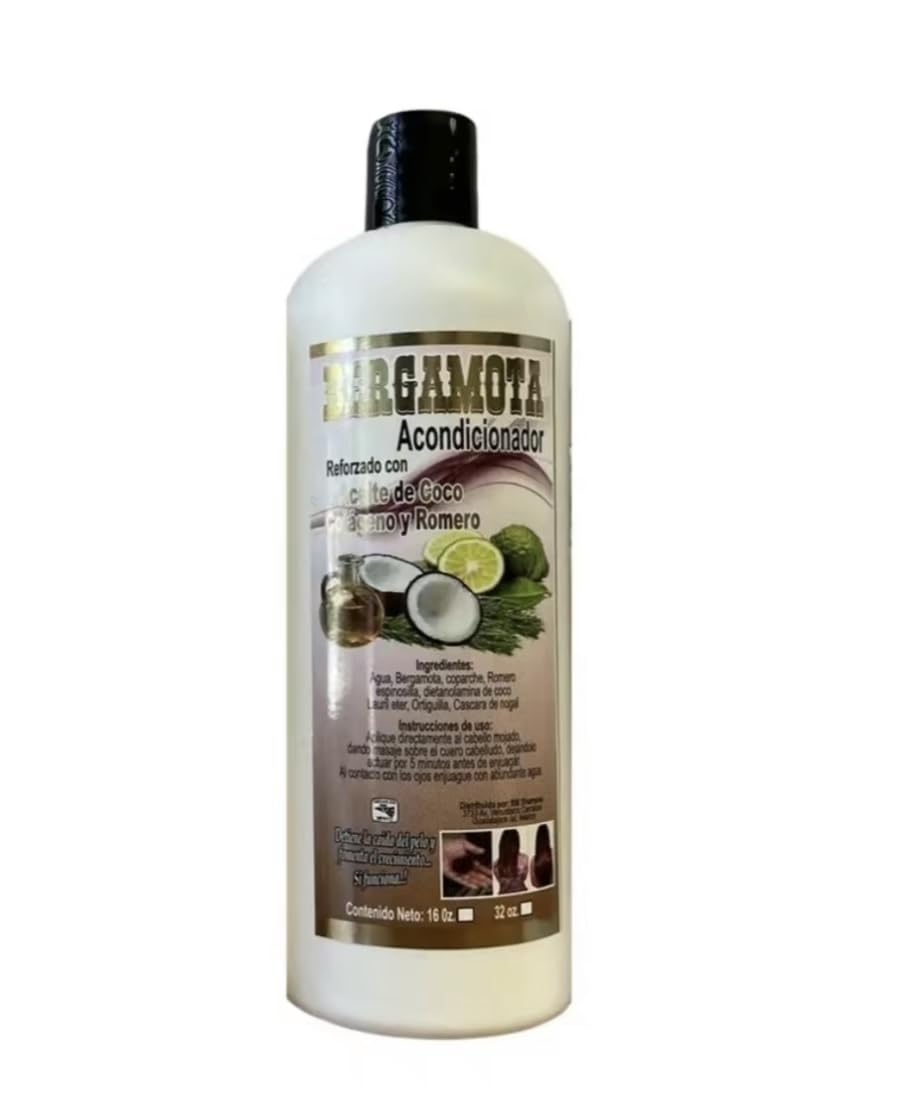 Shampoo y Acondicionador de Bergamota con Aceite de Coco, Colágeno y Romero para Cabello Dañado