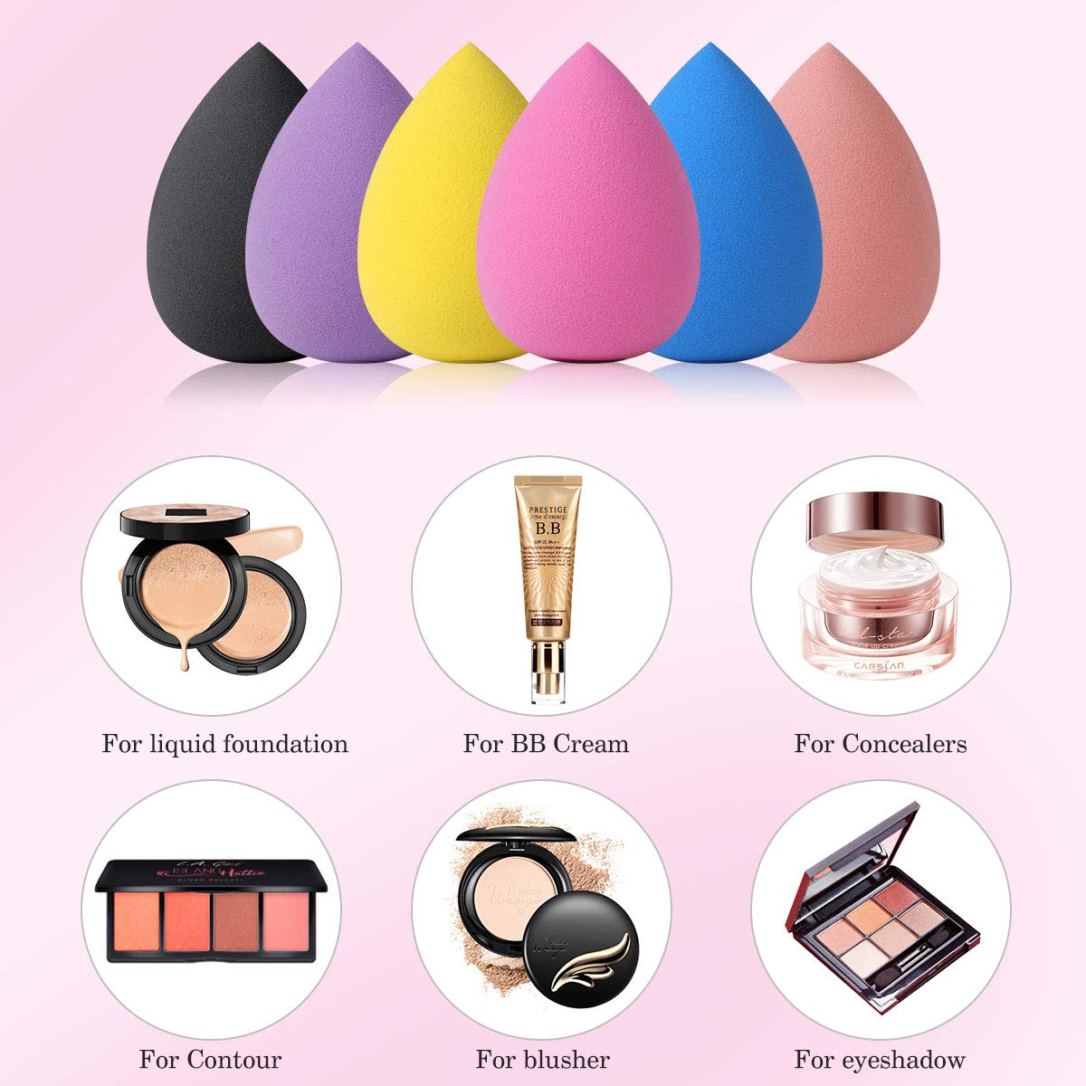 Best 6-Piece Makeup Sponge Set for Liquid Foundation: IYOCHO Blending Sponges