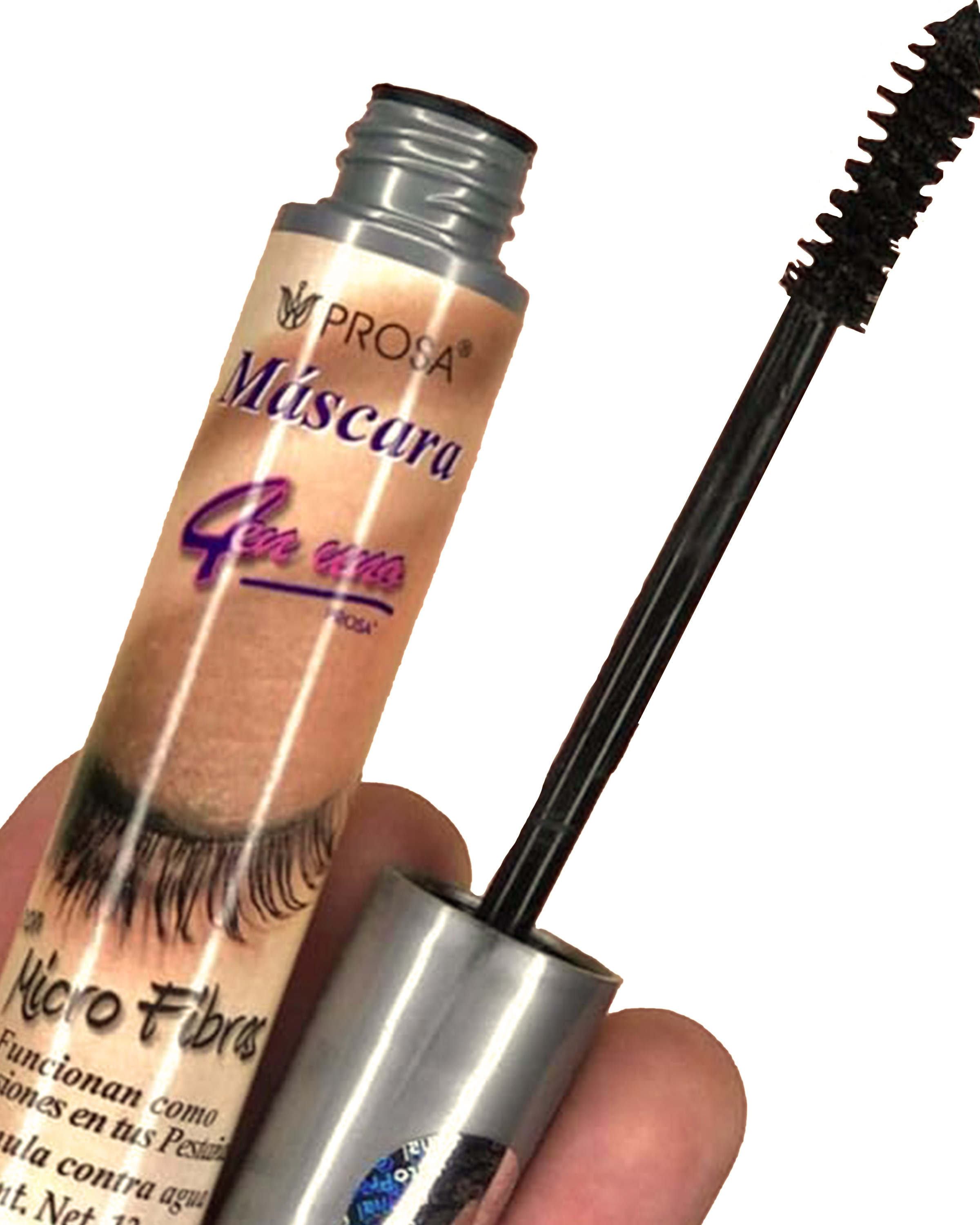Máscara de Pestañas 4 en 1 PROSA Microfibra | Volumen, Alargamiento y Definición en Color Negro