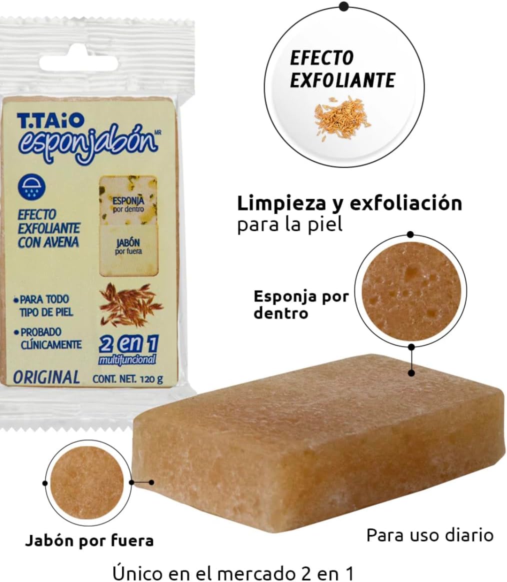 Esponjabon de Avena Exfoliante / Oatmeal Exfoliating Soap Sponge (1 Pack)